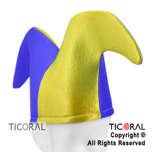 SOMBRERO BUFON DOS PUNTAS EQUIPO AZUL Y AMARILLO JERSEY x 1